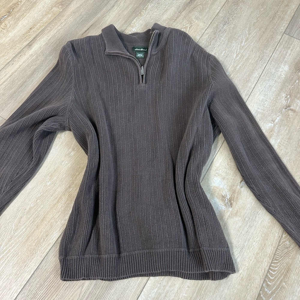 Brown Quarter-Zip Sweater